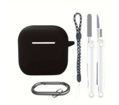 Silicone Case for AirPods 4th Generation (2024) - Protective Soft Shell Cover with Cleaning Kit, Secure Lanyard Included