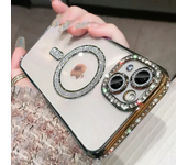 Nueva funda transparente de diamante brillante a la moda para iPhone 16E 15 14 13 11 12 Pro Max 16 Plus cubierta de parachoques de carga inalámbrica magnética