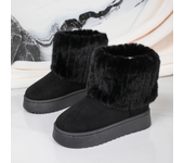 Women's Foldover Cuff Woven Plush Platform Ankle Boots Soft Comfort Fur Inside Winter Boots New Chunky Snow Boots