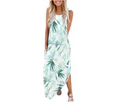 Vestido sin mangas de verano mujer, vestidos largos estampados a la moda informal para mujer