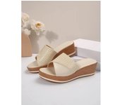 Sandalias de plataforma de cáñamo para Mujer, zapatos de cuña, calzado de verano