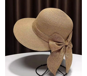 Sombrero de sol con lazo para mujer, gorra de playa de ala ancha, transpirable, protección UV, informal, paja, Verano