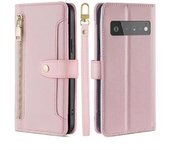 Magnético Multifuncional Moda Cremallera Funda de Cuero Solapa Pixel 6 Pro, Pixel 6A, Pixel 6, Cuerda Colgante Funda protectora