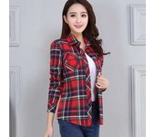 Women's Plaid Shirts 2023 Autumn New Ladies Casual Long Sleeve Pocket Cotton Shirt Fine Elegant Lady Checked Tops Clothes