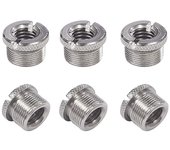6 Pcs 5/8 inch Male to 3/8 inch Female Mic Converter Threaded Screw Adapter with Knurls for Microphone Stands Mounts