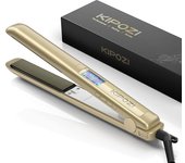 KIPOZI Professional Hair Straightener Titanium Flat Iron with Digital LCD Display Dual Voltage Instant Heating Curling Iron