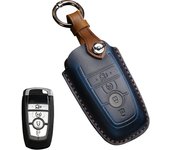 Leather Car Key Case for Ford Fusion Mustang Explorer F150 Edge Mondeo Focus Mk4 2019 2020 2021 Covers Accessories Car-Styling