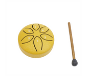 3 Inch 6 Tone Steel Tongue Drum Mini Hand Pan Drums with Drumsticks Percussion Musical Instruments Drum Yellow