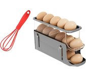 Slide-Type Egg Storage Box With Silicone Eggs Beater Labor-Saving Sturdy Egg Whisk For Cooking Baking