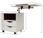 Wood Floating Lift Top Bed Side Table Nightstand Desk Drawers Cabinet Extendable