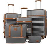Joyway Juego de Maletas, 5 Piezas Set Trolley de Viaje en ABS, Ligero Duradero y Gran Espacio, Rodillo de 360°, Cerradura TSA Incluidas 1 Neceser y 1 Bolsa