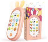 Richgv Movil Bebe, Juguetes Bebes 6-12 Meses, Telefono de Conejo Melodías y Luces, Teléfono Juguete para Niños 1 Año