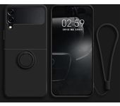 Funda de silicona líquida de lujo con soporte para anillo Galaxy Z Flip 3, 4, 5, 6