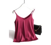 Spaghetti Strap Top Women Halter V Neck Basic White Cami Sleeveless Satin Silk Tank Tops Women'S Summer 2024 Camisole