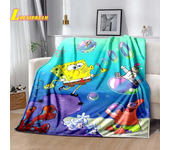 Go-SpongeBob Cartoon Printed Blanket Soft and Comfortable Flannel Throw Blanket Home Bed Sofa Children's Cute Birthday Gift