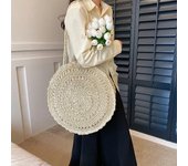 Bohemian Straw Woven Shopper Tote Women Travel Beach Bag Summer Knitted Underarm Shoulder Bag Handmade Large Capacity Handbag
