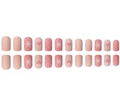 Woman Sweet Matte False Nail Mid-length French Style Gentle Color Artificial Nail for Women and Girl Party Activity