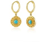 Fashion women's turquoise pendant earrings, simple mini perforations, jewelry accessories, 2025 trend, new