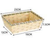 Natural Color Bamboo Basket Simple Woven Rectangle Wicker Bread Basket Handmade Egg Storage Basket Home Shop Display