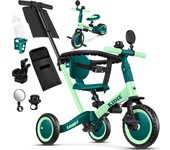 6en1 Bicicleta de Balance, Triciclo para niños de 1 año a 5 Años, Capacidad de Carga hasta 25kg, Incl. Manillar/Barra de Seguridad/Cinturón de Seguridad/Timbre/Espejo