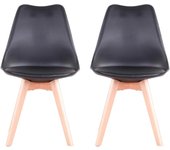 Pack de 4 Sillas Comedor Sillas de Cocina Nórdicas con Asiento Blando y Patas de Madera Maciza de Haya (Blanco)