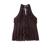 PB&ZA 2025 layered decorative bow tie sleeveless tops summer new arrivals women's casual simple solid color tops