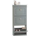 Estrecho con 3 Puertas Abatibles, Entrada Recibodor Mueble Armario Alto Organizador para Zapatos Salón Blanco FSR94-W ES