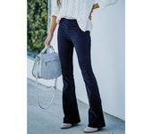 2024 Women's Solid Color High Waist Slim Fit Flared Pants Corduroy Elastic Waist Casual Pants