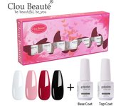 Clou Beaute 8ml Gift Set Kit UV LED Gel Varnish Soak Off Nail Art Gel Nail Polish Pure Nail Color Base Coat No Wipe Top Coat
