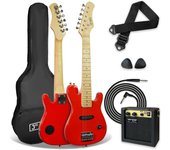 Pack de guitarra eléctrica de tamaño 1/4 para niños principiantes , amplificador portátil de 5 W, cable, funda de transporte, púas y correa