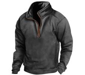 Men's tactical long sleeved high neck sports shirt, half zip polo, innovative