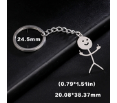 Teamer Funny Middle Finger Stickman Keychain 2024 Cute Trend School Bag Car Key Pendant Couple New Trinket Gift Keyring