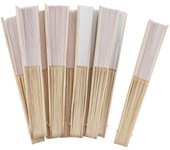 10 pcs/lot 21cm White Color Fabric Hand Fan, Silk Hand Fan Wedding Party Promotion Favor