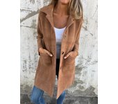 Otoño e invierno, chaqueta gruesa a cuadros de talla grande para mujer, chaqueta de manga larga cálida informal versátil de felpa