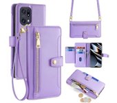 Magnético Funda de Cuero PU Billetera Solapa Cover OPPO Find X5 Pro 5G, Multifuncional Cuerda Colgante Funda protectora