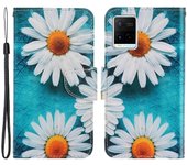 Anti-scratch Drop-proof Pattern Printing Case PU Leather Flip Wallet Cross Texture Stand Cover for vivo Y21/Y21s/Y33s