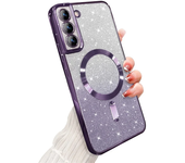 Glitter Bright Cover For Samsung Galaxy S24 S23 S22 S21 S20 Ultra Plus FE Case Note20 Ultra Plating Wireless MagSafe Magnetic