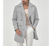 Abrigo Largo Para Hombre Estilo Británico Vintage Cuello Militar Casual Thermico a Prueba De Viento Moda Ropa Hombre Otoño Invierno