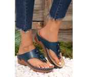 fashionable comfortable Bohemian Style Sandals for Women, Flower Heels, Wedges, Beach Flip-Flops,