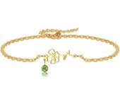 Birth Flower Bracelets 14K Gold Plated Birth Month Floral Birthstone Charm Bracelets Wildflower Birthflower Jewelry Birthday Gifts for Women