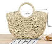 Round Straw Beach Bag Vintage Handmade Woven Shoulder Bag Raffia Circle Rattan Bags Bohemian Summer Vacation Casual Bags