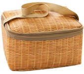 Outdoor Camping Insulated Woven Keep Warm Lid and Handle Rattan Bag Wicker Picnic Basket Waterproof