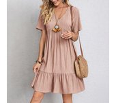 Verano Vestidos de Mujer Suelta Casual Manga Corta Túnica Cintura Fluye Vestidos