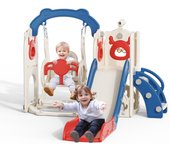 niños pequeños, tobogán pequeño con Forma de Dinosaurio con Marco de Bola, aro, Equipo de Juegos con tobogán para niños, tobogán para bebés de 1 a 3 años (Dinosaurio-Beige Gris)