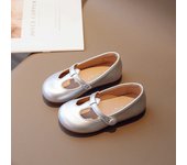 Spring Autumn Girls Princess Leather Shoes Cut-outs Simple Children's Flats Korean Style Kids Solid Color Causal Shoes Fashion