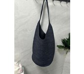Bolso tipo cubo bolso de paja tejido a mano bolso de playa junto al mar de verano para mujer bolso de hombro de viaje