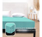 Waterproof Mattress Protector Queen Size 14 inches Deep Pocket Polyester Bed Cover Solid Color Fitted Sheet (Black, Queen)