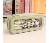 Aesthetic Transparent Pencil Bag Panda PVC Large Capacity Pencil Bag Good Looking Zipper Stationery Storage Bag Student