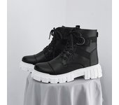 Zapatos de hombre de cuero negro de caña alta tendencia británica locomotora botas de cuero