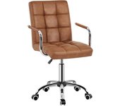 Silla de Oficina con Ruedas Giratorias Silla de Ordenador Ajustable en Altura con Asiento Acolchado Giratorio Silla de Escritorio de Polipiel Carga MAX 120Kg con Respaldo Blanco